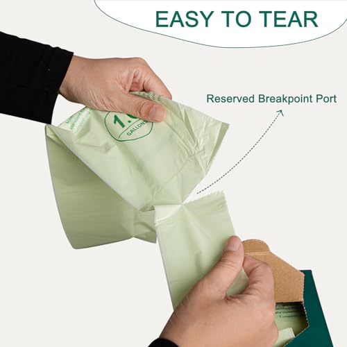 HECTOLIFE 1.6 Gallon 100 Count,Compostable Bags Handle Tie,Tear Resistant Kitchen Food Scrap Waste Bag, ASTM D6400, US BPI and Europe OK Compost Home Certified - style: 1.6 Gal (100 Count)