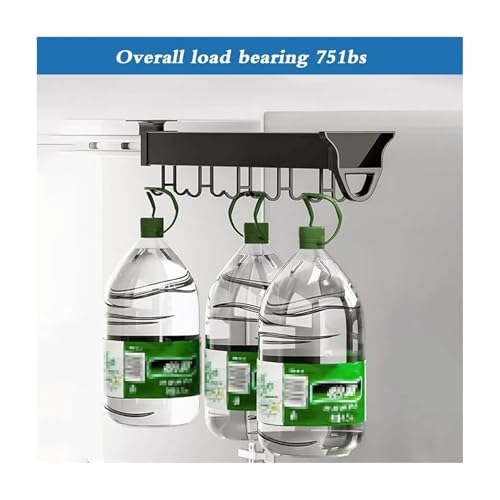 Pull Out Mop and Broom Holder Cabinet Organizer Heavy Duty Aluminum Slide Out Storage Rack with Adjustable Hooks for Kitchen Cabinet Cleaning Tools Pots Pans Closet Storage 51cm/20in - size: 51cm/20in
