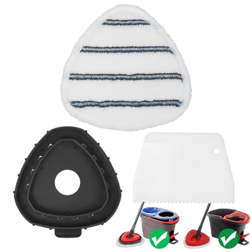 Flat Mop Head Replacements, Microfiber Mopping Pads Refills, 1-Pack Spin Mop Pads + 1 Plastic Pad &1 Scrape for Floor, Wall & Ceiling Cleaning - Fits EasyWring & RinseClean Systems - size: 1Pad+1Base+1Scrape