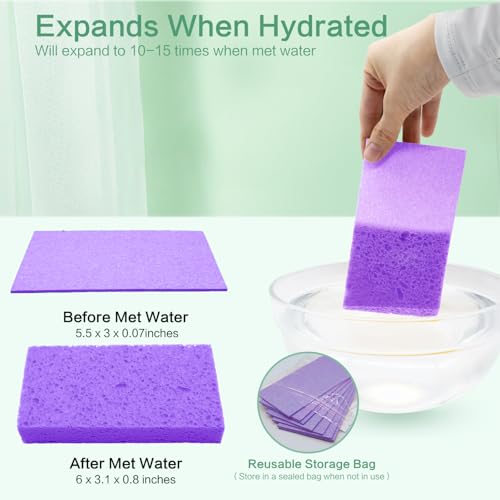 Large Cellulose Sponges, Kitchen Sponge for Dish, Thick Heavy Duty Scrub Pads, Non-Scratch Scrubber for Household/Cookware/Bathroom/Office/Boat 5.5" x 3" x 1" (7 Pack) Purple - color: Purple