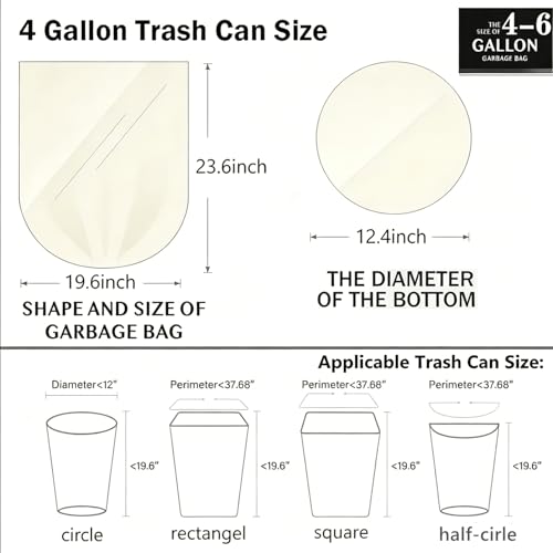 4 Gallon Trash Bags, 230 Counts Flexible & Durable Small Garbage Bags 24 x 19" Extra Thick Sturdy Trash Bag, Unscented & Easy Tearing 4-6 Gal Can Bin Plastic Bags for Home Office Kitchen Bathroom - size: 1 Count (Pack of 230)