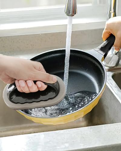 Handled Scrubber Set for Kitchen – Non-Scratch Cleaning Pads for Bathtub, Sink, Shower Tile, and Pool Steps, Reusable Sponges for Easy Scrubbing and Soap Scum Removal