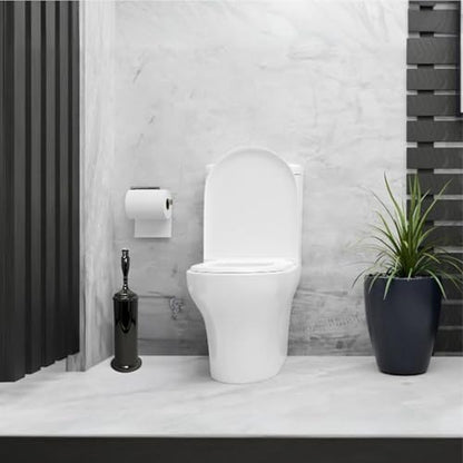 Splash Home Buena Stainless Steel Toilet Brush with Holder, Bowl Scrubber with Durable Cleaning Bristles, Hidden Brush with Splash Protective Disc Design - Black Nickel - color: Black Nickel