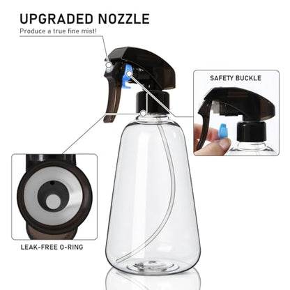 Bealee Spray Bottle 2 Pack, 16oz - Ultra Fine Mist, Plant Mister Hair Misting Empty Spray Bottles Indoor, Leak Proof Water Sprayer for Planting, Hair Care, Essential Oils, Cleaning Solutions (Clear) - color: Clear