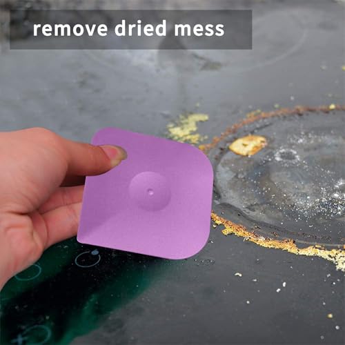 Plastic Pan Dish Pot Food Kitchen Scraper Tool Set, 3 pcs Nylon Plastic Cast Iron Skillet Cleaner Scrubber Scrapper, Kitchen Scraper Non-Scratch (Purple) - color: Purple, size: 3-Pack