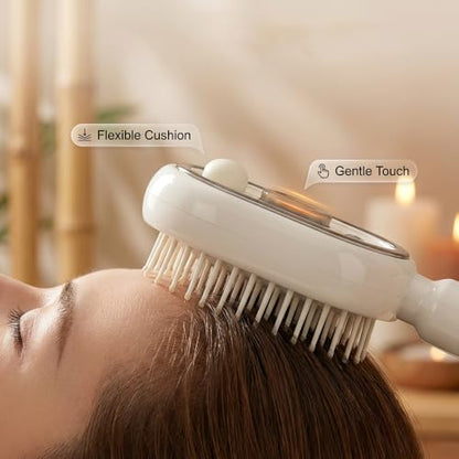 Electric Spray Air Cushion Massage Comb, 2026 New Air Cushion Brush with Self-Cleaning, Retractable Hairs Massage Brush for Frizzy Hair & Scalp Care, Relieve Hair Tangles and Dryness (Beige) - color: Beige