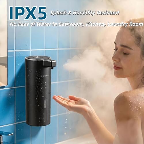 Touchless Automatic Liquid Soap Dispenser | USB Rechargeable Wall Mount 400ml Sensor Electric Hand Soap Dispenser Bathroom Kitchen Black - color: Black Liquid
