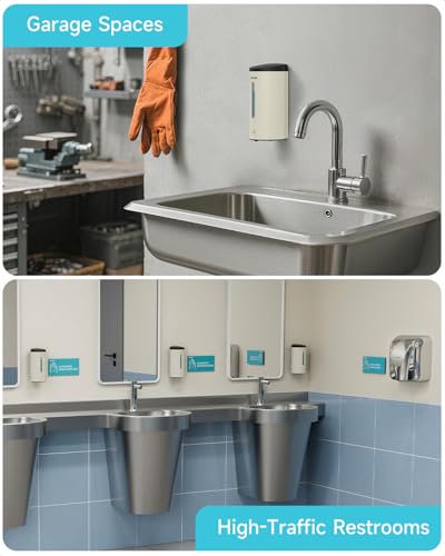 AIKE Automatic Wall Mount Liquid Soap Dispenser, Commercial Stainless Steel with 25oz Large Capacity Save Time Effort and Cost,Model AK1205 (Matte White) - color: Off White