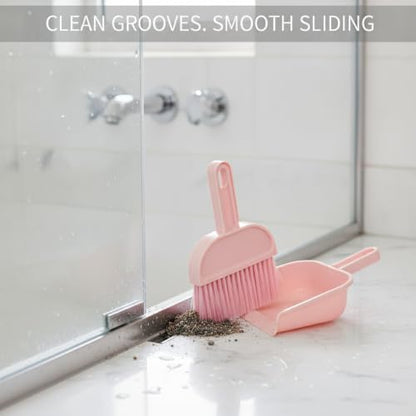 Pink Window Track Cleaning Brush Set for Narrow Grooves, Sliding Doors & Sink Edges