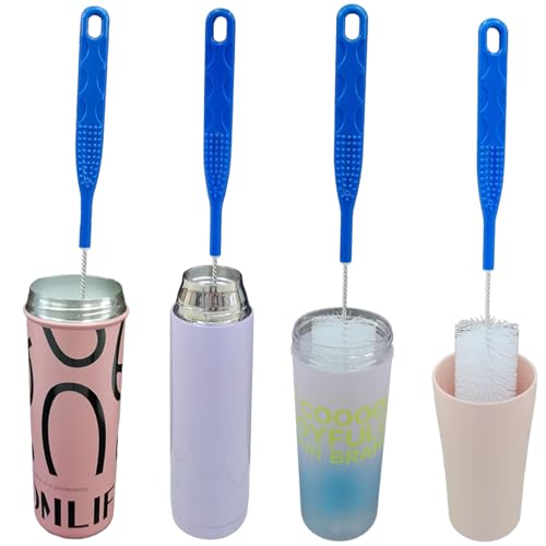 15.4" Long Handle Brush Cleaner with Rose Shape Head for Water Bottles, Cups, Mugs, Glassware, Baby Bottle, Wine Decanters, Hummingbird Feeder, Flasks, Tumblers, Dishes, Cookware, Jugs, Cup Lid