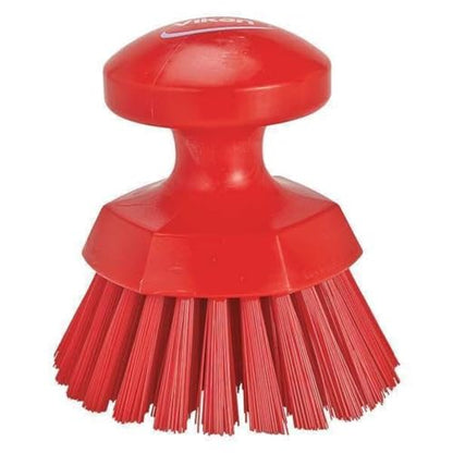 3 3/4 in W Scrub Brush, Stiff, 3 in L Handle, 3 3/4 in L Brush, Red, Plastic, 5 in L Overall - 1 Each - color: Red