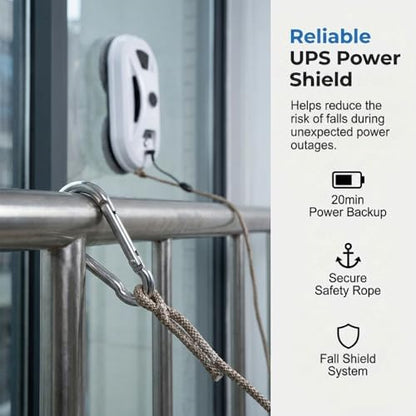 2026 New Automatic Window Cleaning Robot, Robot Window Cleaner with AI Intelligent Positioning & Edge Detection & 2800Pa Suction, Anti-Drop Safety for High-Rise Glass & Large Bay Windows (1Set) - color: 1set