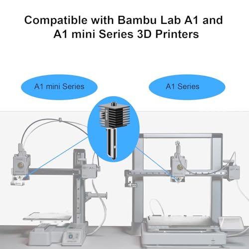 1Pcs A1 Mini/A1 Hotend 0.6mm Compatible for Bambu Lab A1/A1 Mini Print Head, High-Temperature 0.6mm Hardened Steel A1 Nozzle with Silicone Sock 3D Printer A1/A1 Mini Parts Replacement, - style: A1 Mini/A1 Print Head Kit 0.6mm