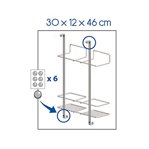 Metaltex 35.09.02 Cleaning Tool Rack, Silver, Approx. 16.5 x 11.8 x 4.7 inches (42 x 30 x 12 cm), Made in Italy