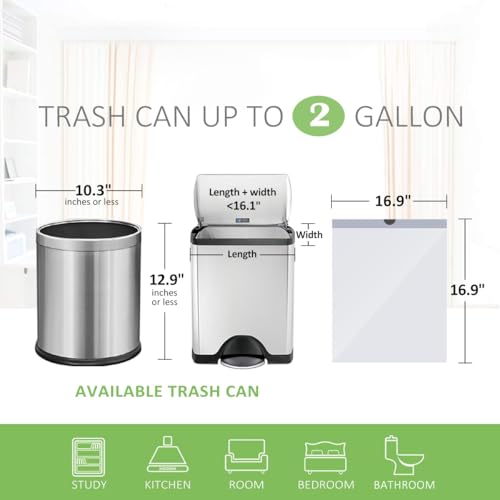 Teivio 2 Gallon 90pcs Strong Drawstring Trash Bags Garbage Bags, Bathroom Trash Can Bin Liners, Small Plastic Bags for Home Office Kitchen, White - style: 80-2Gallon-White