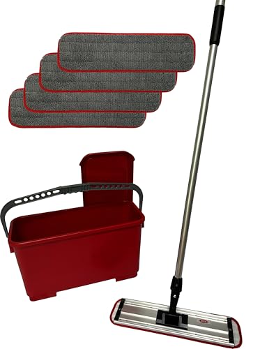 Premium Floor Wax Application Kit with 5 Microfiber Pads, Telescopic Handle, and Recharging Bucket
