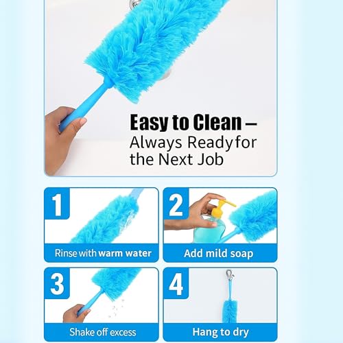 Microfiber Duster - 22'' Ceiling Fan Cleaner Duster, Dust Brush for Cleaning Window Blinds, Ceiling Fans, Furniture & Cars, Reusable Dust Remover Wand, Washable & Flexible Duster