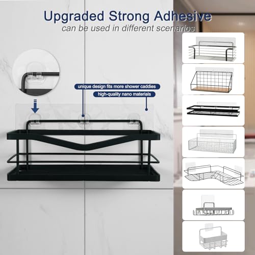 Shower Caddy Adhesive Replacement, 2 Pack Strong Adhesive Show-er Hooks, Water-Proof Shower Adhesive Strips, No Drilling for Show-er Caddy, Bathroom Storage Shelves and Kitchen Racks - color: 2 PCS