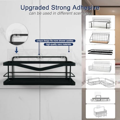 Shower Caddy Adhesive Replacement, 2 Pack Strong Adhesive Show-er Hooks, Water-Proof Shower Adhesive Strips, No Drilling for Show-er Caddy, Bathroom Storage Shelves and Kitchen Racks - color: 2 PCS