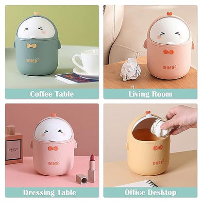 Cute Desktop Trash Can Wastebasket with 90 Trash Bags, Creative Mini Countertop Garbage Can with Lid, Small Plastic Storage Bin for Home Kitchen Dressing Office Kids Bedroom(Pink) - color: Pink