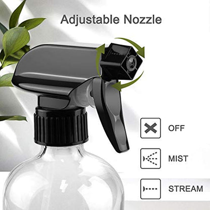 Worldgsb Glass Spray Bottles, 16oz Clear Glass Spray Bottles with Labels & Adjustable Nozzle, Reusable Containers for Cleaning, BBQ, Food, Plants, Alcohol, Essential Oils(3 Pack) - color: Clear, style: 3 Pack