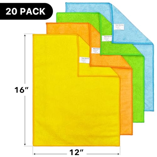 Simple Houseware Microfiber Cleaning Cloth 20 Pack, 12" x 16", 4 Colors - size: 20-Pack