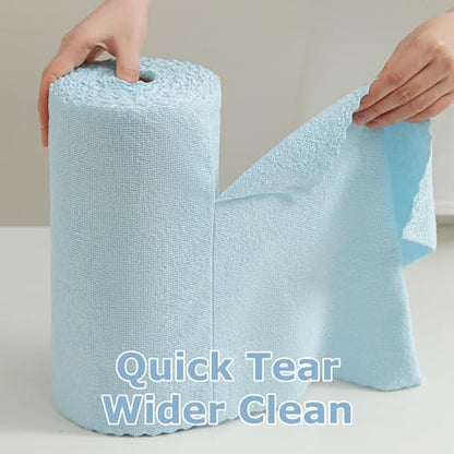 Jessy Home 80 Pack Microfiber Cleaning Cloth Roll Reusable Paper Towels 12"x12" Tear Away Cloth, Microfiber Towels for Cars, Wash Cloths, Lint Free Rags for House, Kitchen,Window,Cleaning Supplies - color: Blue