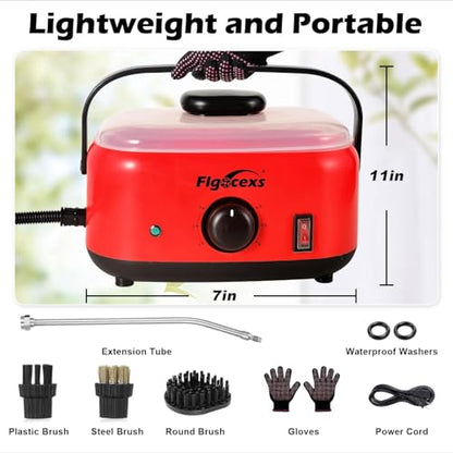 Steam Cleaner,2500W High Temperature High Pressure Steam Cleaner with 3 Brush Heads, Portable Steam Cleaners with 1.5L Tank For Car Detailing Kitchen Bathroom Floors(White) - color: White Black