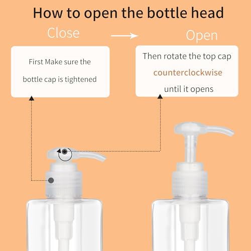 280ml (9.5oz) Pump Bottle Dispenser Jansburg 2 Pack Refillable Flat Square Plastic Lotion Dispenser Leakproof Empty Lotion Pump Bottle for Essential Oil Soap Lotion Shampoo Clear - color: Clear