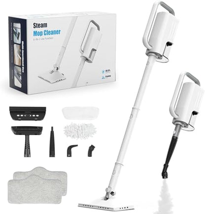 Steam Cleaner, 6 in1 Rotated Steam Mop Cleaner with 2 Modes, 2 Microfiber Pads, 400ML Removable Tank, 23FT Power Cable, Detachable Steam Mops for Floor, Laminate Floor, Tiles Cleaning (Onion White) - color: Onion White
