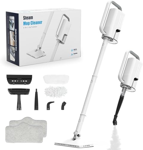 Steam Cleaner, 6 in1 Rotated Steam Mop Cleaner with 2 Modes, 2 Microfiber Pads, 400ML Removable Tank, 23FT Power Cable, Detachable Steam Mops for Floor, Laminate Floor, Tiles Cleaning (Onion White) - color: Onion White