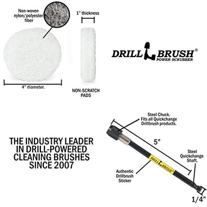 Drill Brush - Drill Power Pad Set - Bathroom - Drill Scrubber Attachment - Cleaning Pads - Shower Door - Baseboard - Power Cleaner - Bathroom Sink - Shower Cleaner - Vinyl Flooring - Scrub Pads - color: 6X White Pads