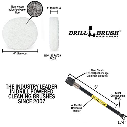 Drill Brush - Drill Power Pad Set - Bathroom - Drill Scrubber Attachment - Cleaning Pads - Shower Door - Baseboard - Power Cleaner - Bathroom Sink - Shower Cleaner - Vinyl Flooring - Scrub Pads - color: 6X White Pads