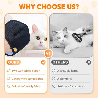 2 PCS Pet Hair Removal Glove for Cats & Dogs, 2026 New Pet Hair Remover for Laundry, Reusable Electrostatic Pet Hair Remover Gloves (Black+Blue) - color: Black+Blue