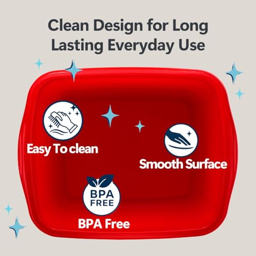 Tribello Plastic Wash Tub Dishpan Basin and Foot Bath for Soaking Feet, Laundry Hand Wash Bucket, Dish Pans for Washing and Storage Cleaning Supplies - 12 Quarts - Heavy Duty - Made in USA (Red)