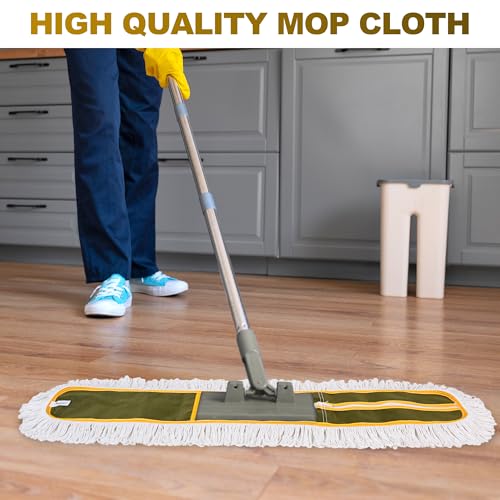 4-Pack 36'' Universal Microfiber and Cotton Mop Pads – Loop End - Easy Zipper - Compatible with Industrial Dust Mops – Reusable Replacement Heads for Commercial Floor Cleaning & Janitorial Supplies