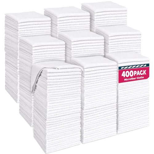 TEAWOO White Microfiber Cleaning Cloths Bulk-400 Pack, Microfiber Towels Bulk, Towels for Cars, Cleaning Rags White (12x12 inches) - color: White, size: 400 Pack