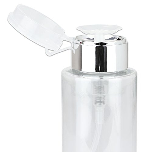 PANA 7oz. Professional Push Down Liquid Pumping Clear Bottle Dispenser (Silver Lid with No Wording, 2pc) - color: Clear, size: 7 Ounce - 2 Bottles