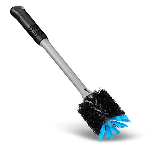 MOSOLAN 2-in-1 Water Bottle Brush and Straw Cleaner Brush, Long Handle Water Bottle Scrubbing Brush for Water Bottles, Glasswares, Mugs, Flasks, Tumblers and Kitchen Sink, Black, 2 Pack - color: Black, size: 2 Count (Pack of 1)