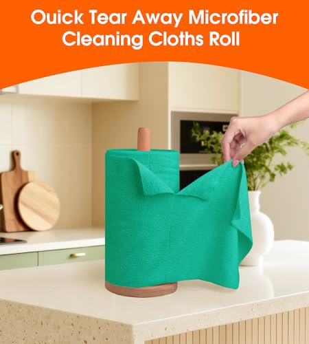 Microfiber Cleaning Cloth Roll–100 Pack, Tear Away Microfiber Towels, Reusable, Washable, Scratch-Free, Kitchen Towels for Car, Home, Kitchen, Glass, Dishes (Malachite Green) - color: Malachite Green
