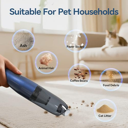 Handheld Vacuum Car Vacuum, 2 in 1 Air Duster Mini Vacuum Cleaner Small Portable Rechargeable Car Seats, Home, Quick Cleanup, Strong Suction, Lightweight, Includes Crevice Nozzle & Brush -H2 - color: Blue Gray, style: H2 2-in-1 Air Duster/Blower