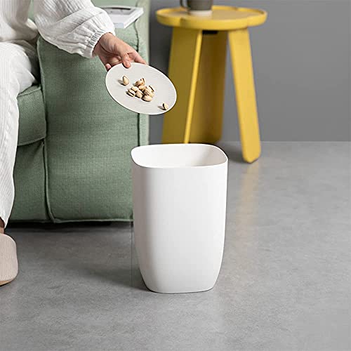 Bathroom Trash Can, Small Garbage Can for Bedroom, Living Room, Kitchen, Slim Cute Plastic Waste Basket for Office, 7L, Matt White - color: White