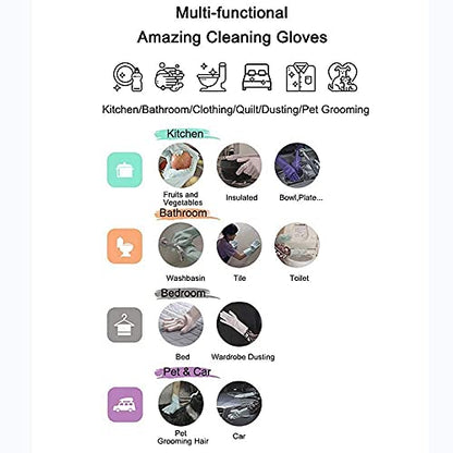 Silicone Dishwashing Gloves, Pet Grooming Rubber Scrubbing for Dishes, Sponge Wash Cleaning with Scrubbers (13.6" L) - color: Pink