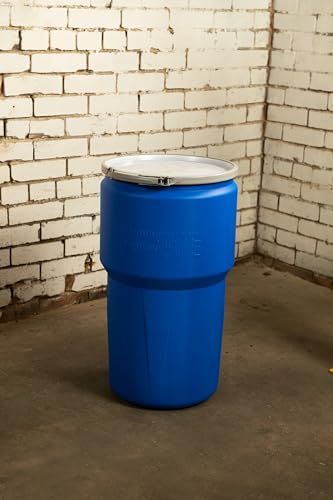 Eagle 14 Gallon Plastic Drum with Lid, Metal Lever-Lock, 26.5"x15", Open Head Lab Pack Drum Made of Durable, Lightweight HDPE, Withstands Weather and Chemicals, Made in USA, Blue, 1610MB - color: Blue, size: 14 Gallon, style: Metal Lever-Lock