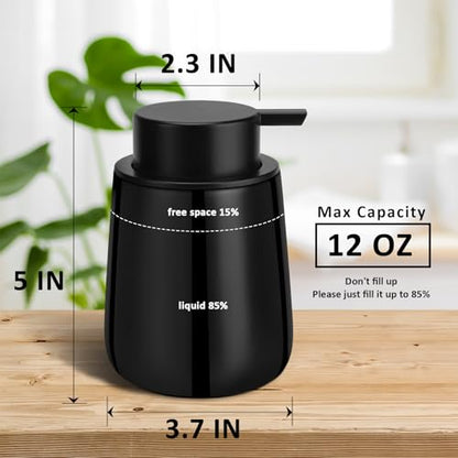 Soap Dispenser Ceramic with Easy-to-Press Pump Hand Lotion Liquid Dispenser for Shampoo Bathroom Kitchen 12 oz - color: Liquid-shinyblack