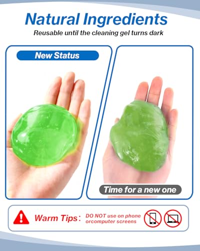 Car Cleaner Gels 4 Pack, Universal Dust Cleaner Putty Cleaner Slime, Cleaning Gel for Interior Detailing PC Keyboard, Auto Detailing Tools Car Cleaning Supplies Gift for Men Women, 320g - color: Green,Pink,Yellow,Blue