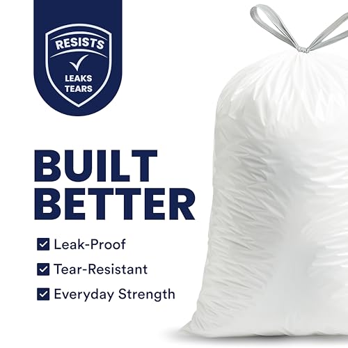 Plasticplace 13 Gallon Trash Bags │ 1.2 Mil │ White Extra-Large Drawstring Garbage Can Liners │ 24" x 31" (50 Case) - color: White, size: 50 Count (Pack of 1)