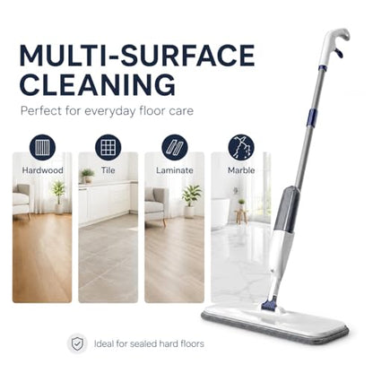 Rsefly Spray Mop for Floor Cleaning, 300 ml Refillable Bottle, 360° Swivel Head with Reusable Microfiber Pad, Lightweight Wet Dry Cleaner for Hardwood, Tile, Laminate and Marble