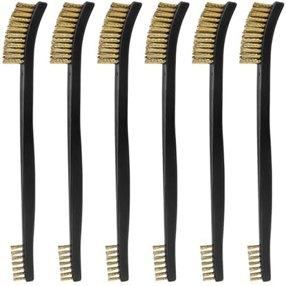 6 Pack Miaozhun Double-Ended Gun Cleaning Brush, 7 Inch Brass Bristle Brushes, Gun Cleaning Supplies Kit, All Purpose Crevice and Detail Cleaning Brushes - color: Brass Brush-6pack