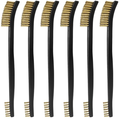 6 Pack Miaozhun Double-Ended Gun Cleaning Brush, 7 Inch Brass Bristle Brushes, Gun Cleaning Supplies Kit, All Purpose Crevice and Detail Cleaning Brushes - color: Brass Brush-6pack